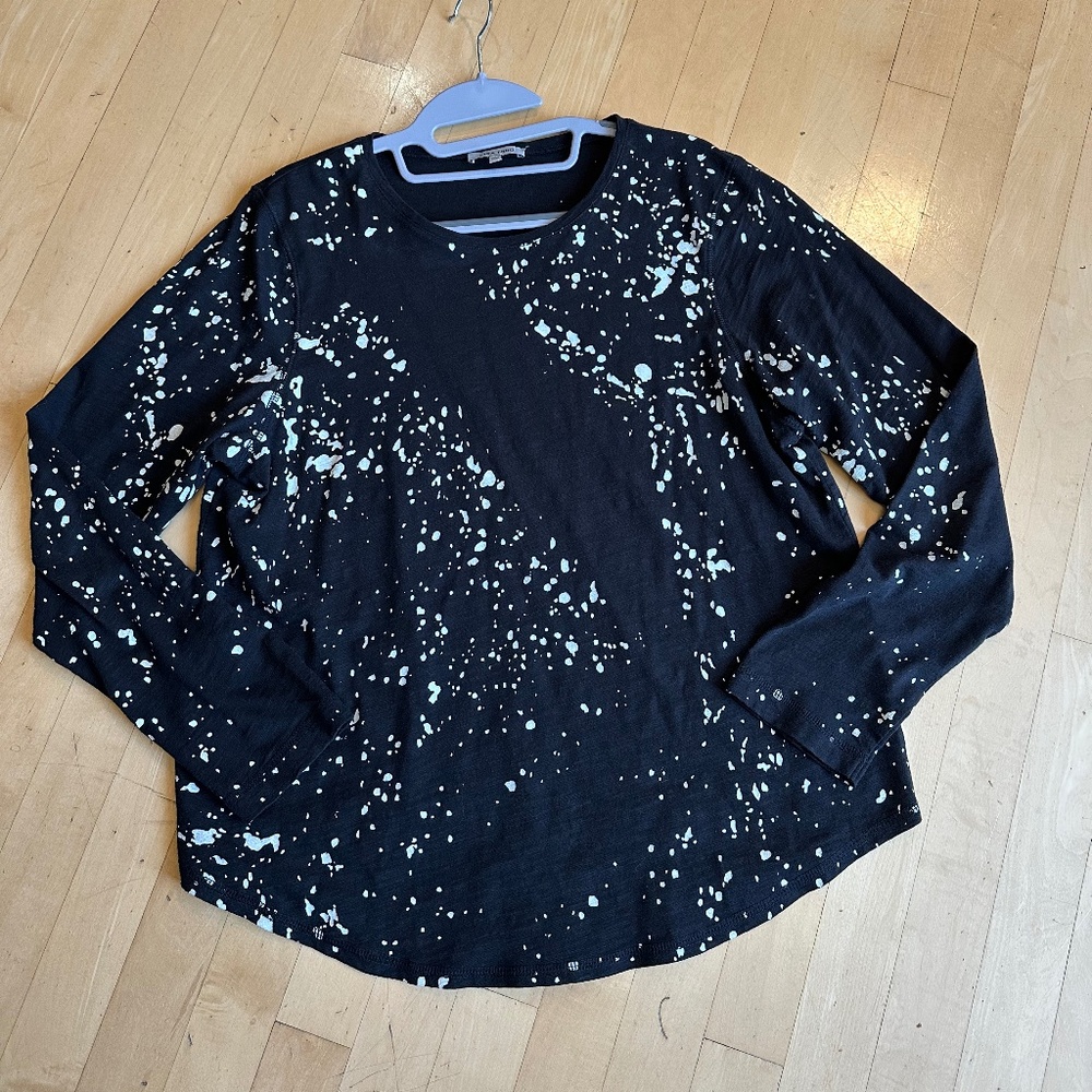 Lisa Todd Black/white water spots long sleeve tee, L CB2478 - Picture 2 of 4